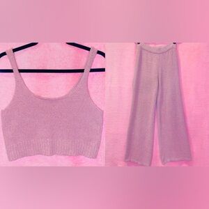 Cotton Candy LA Mauve Pink Fuzzy Tank Pant Matching Set Medium Large Purple Lave